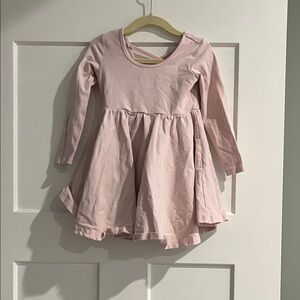 Pink Long Sleeve Kids Casual Dress